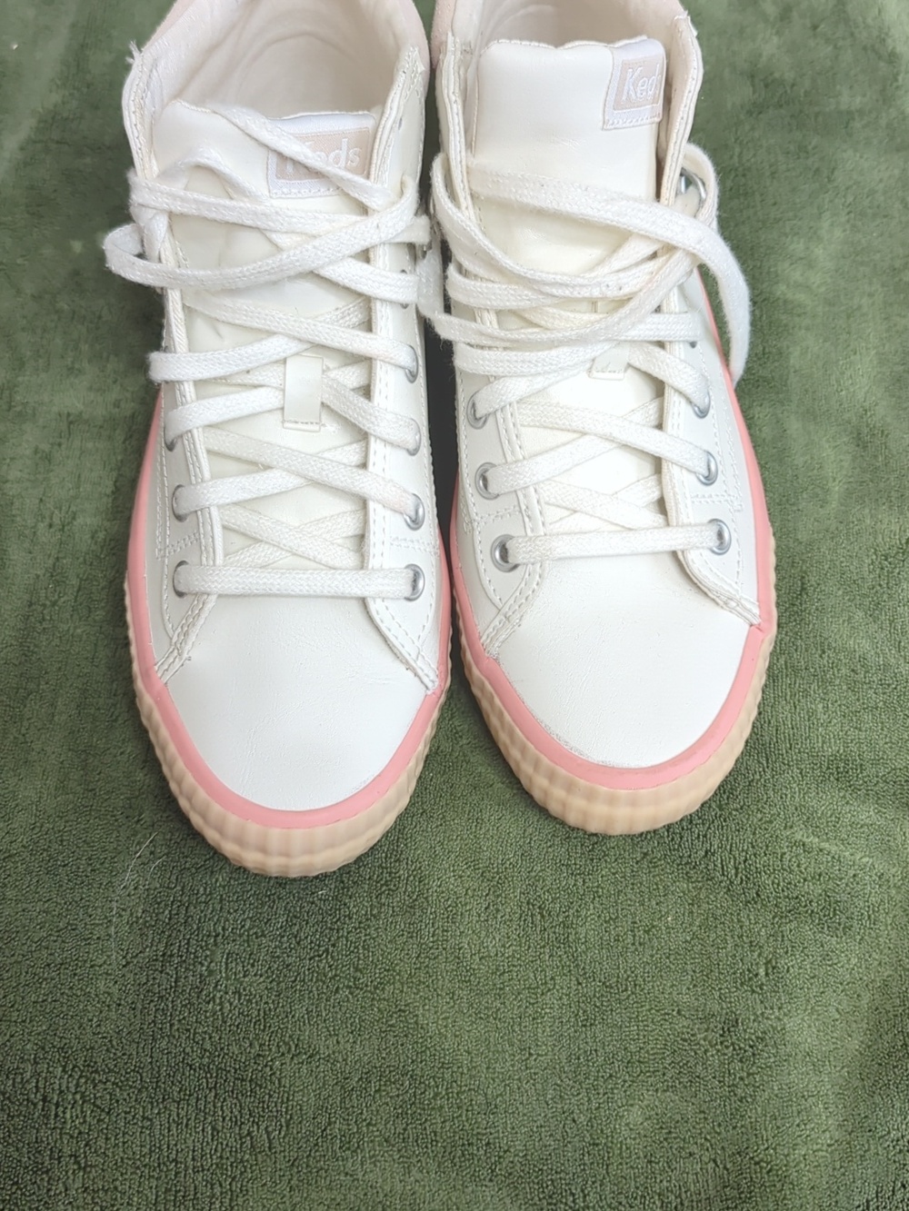 Keds High-Top Sneakers in White, Pink & Tan - Picture 8 of 10